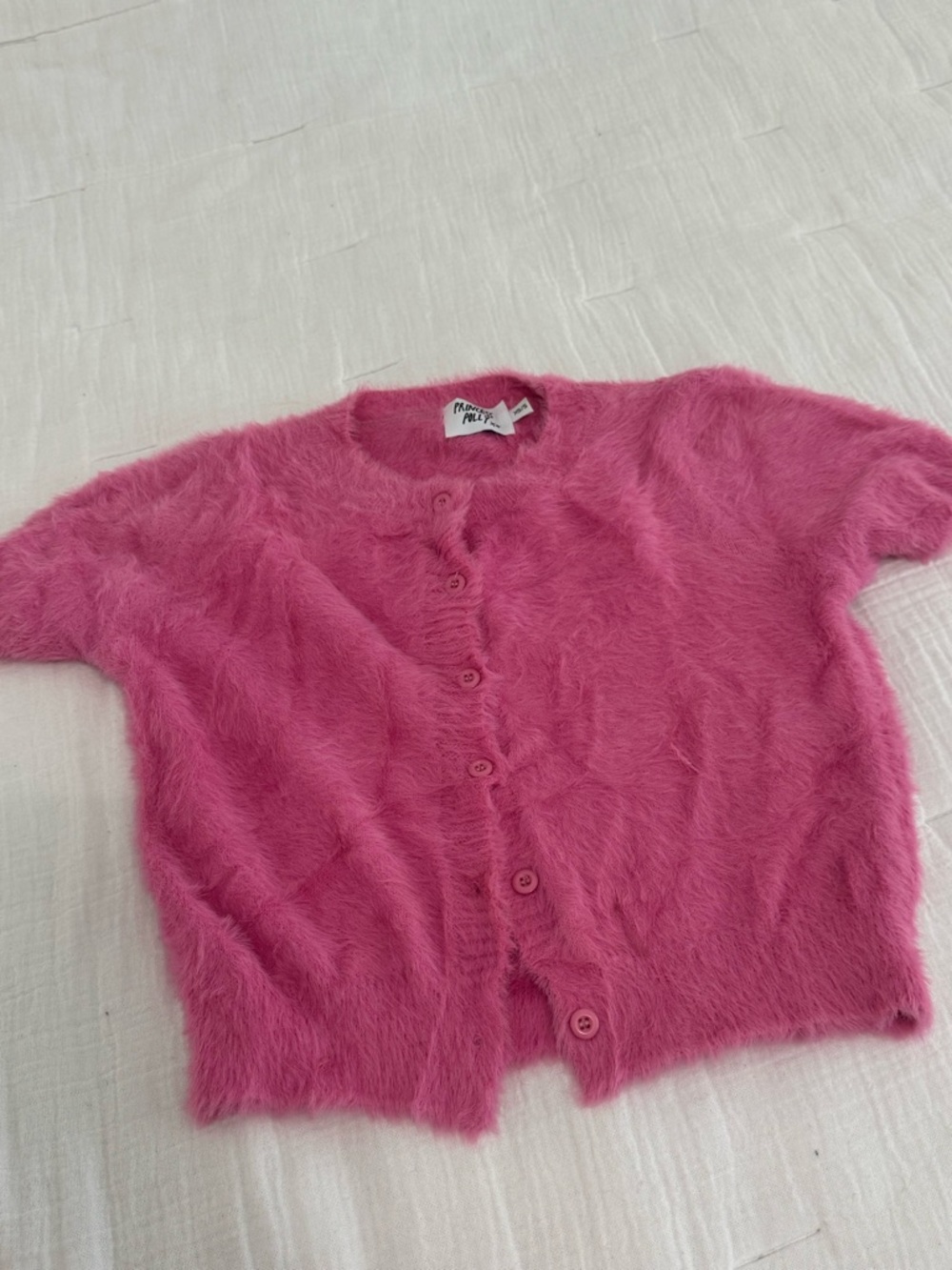 Princess Polly Hot Pink Fuzzy Button-Up Crop Cardigan